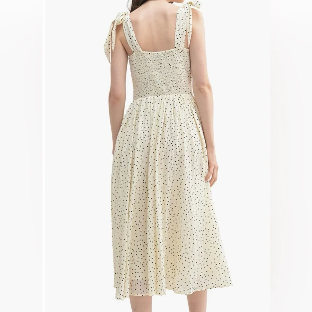 Lush Cream Dress with Black Dots - Picture 2 of 5